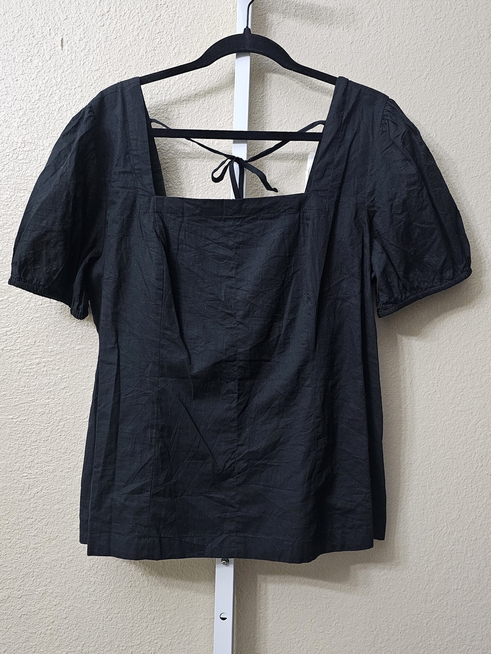 Maurices Black Square Neck Puff Sleeve Blouse